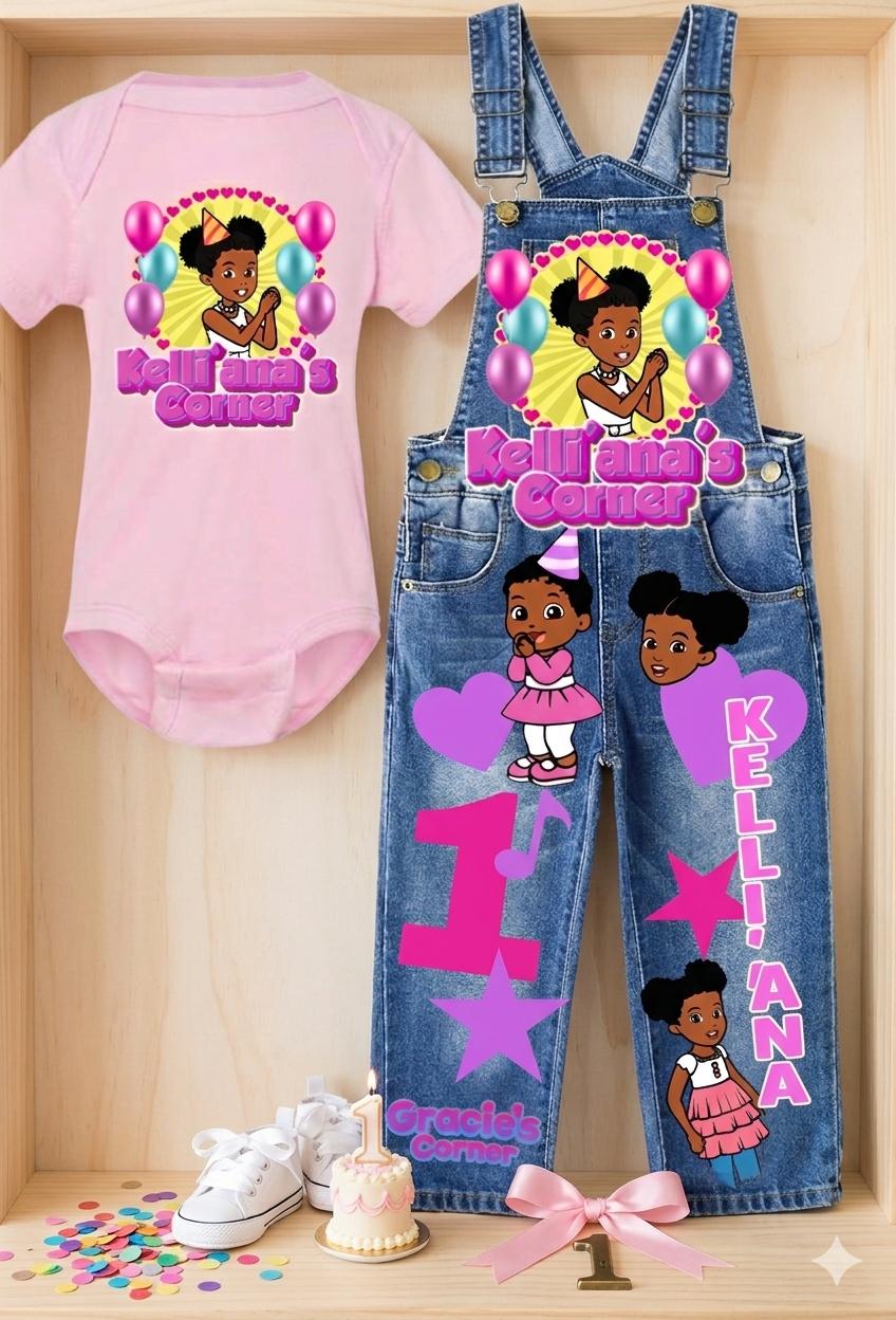 Gracie's Corner Customized Birthday Overall Outfit - Image 2