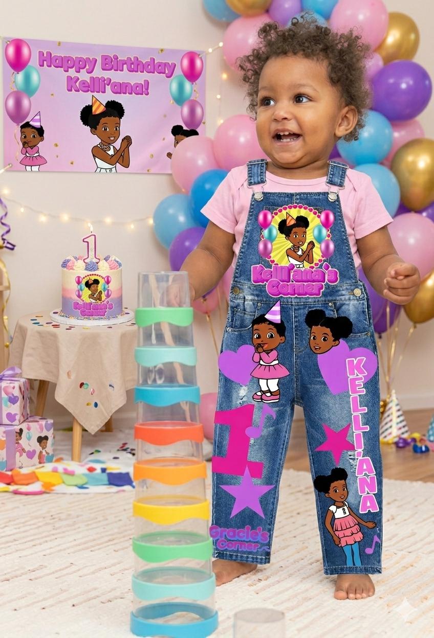 Gracie's Corner Customized Birthday Overall Outfit - Image 3