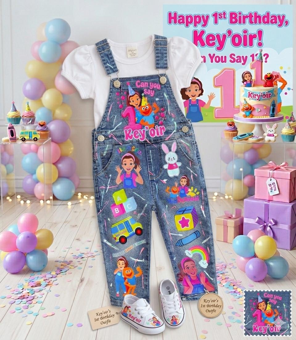Ms. Rachel - Can You Say? Customized Birthday Overall Outfit - Image 2