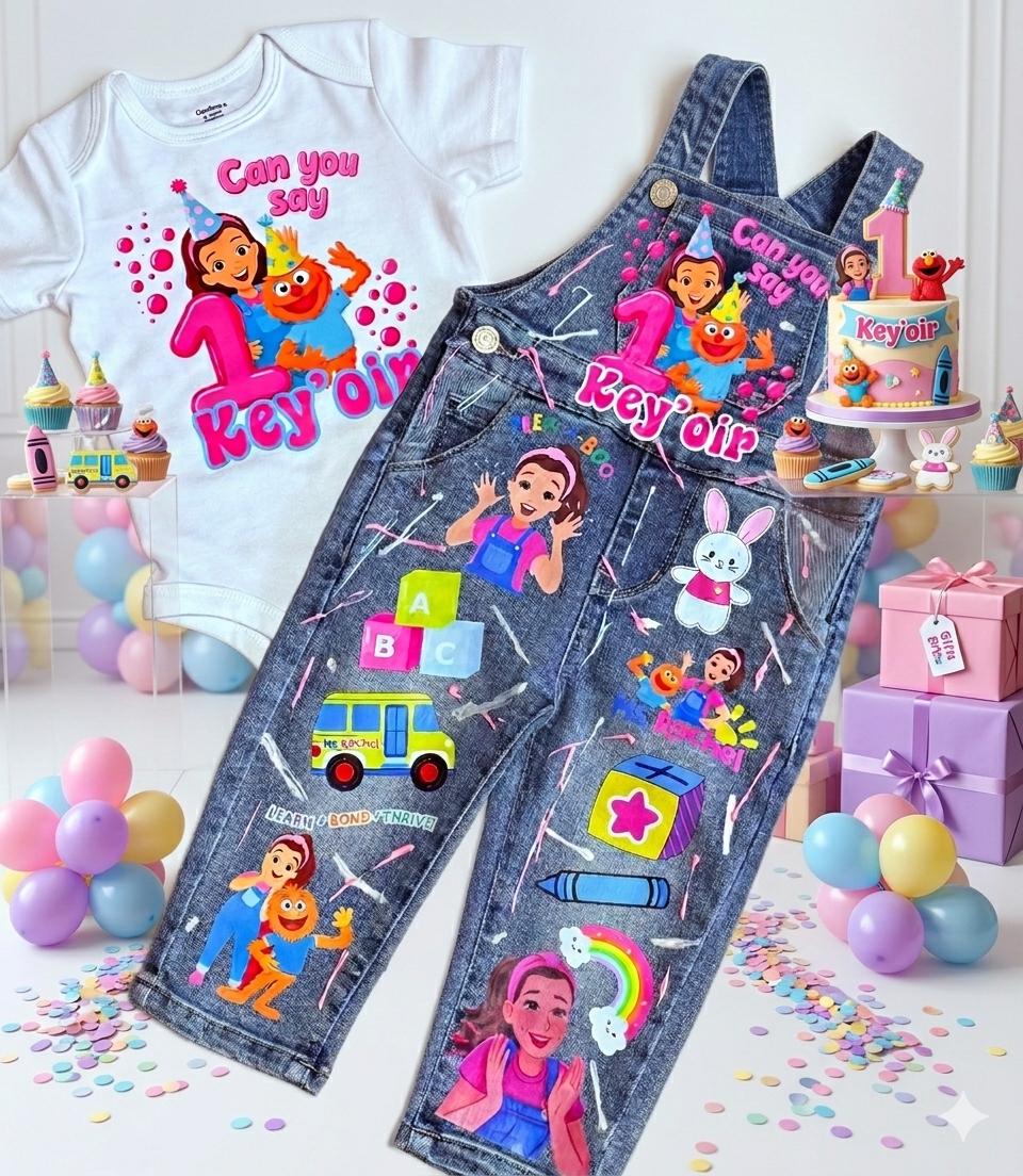 Ms. Rachel - Can You Say? Customized Birthday Overall Outfit