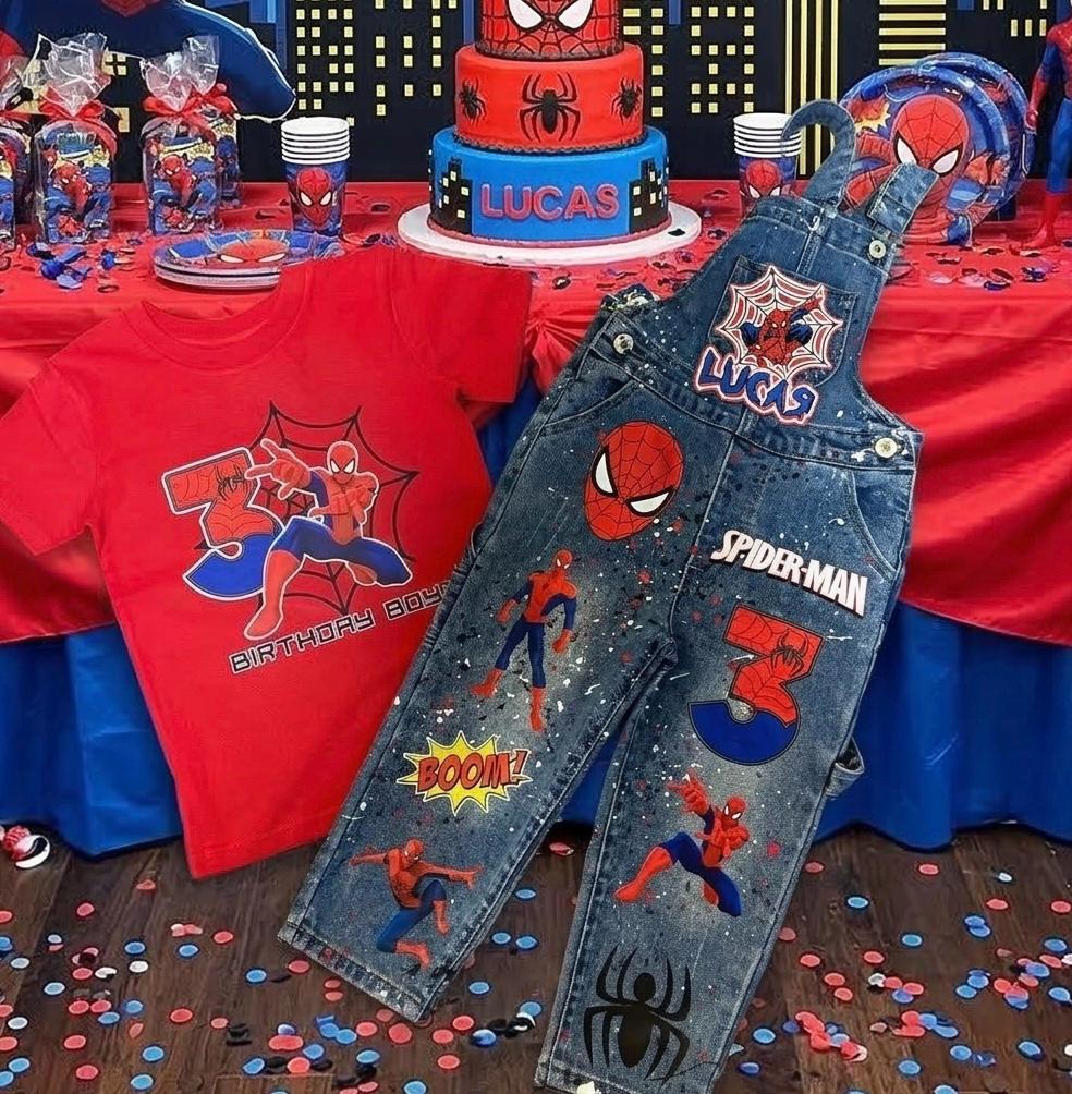 Spiderman Superhero Customized Birthday Overall Outfit - Image 2