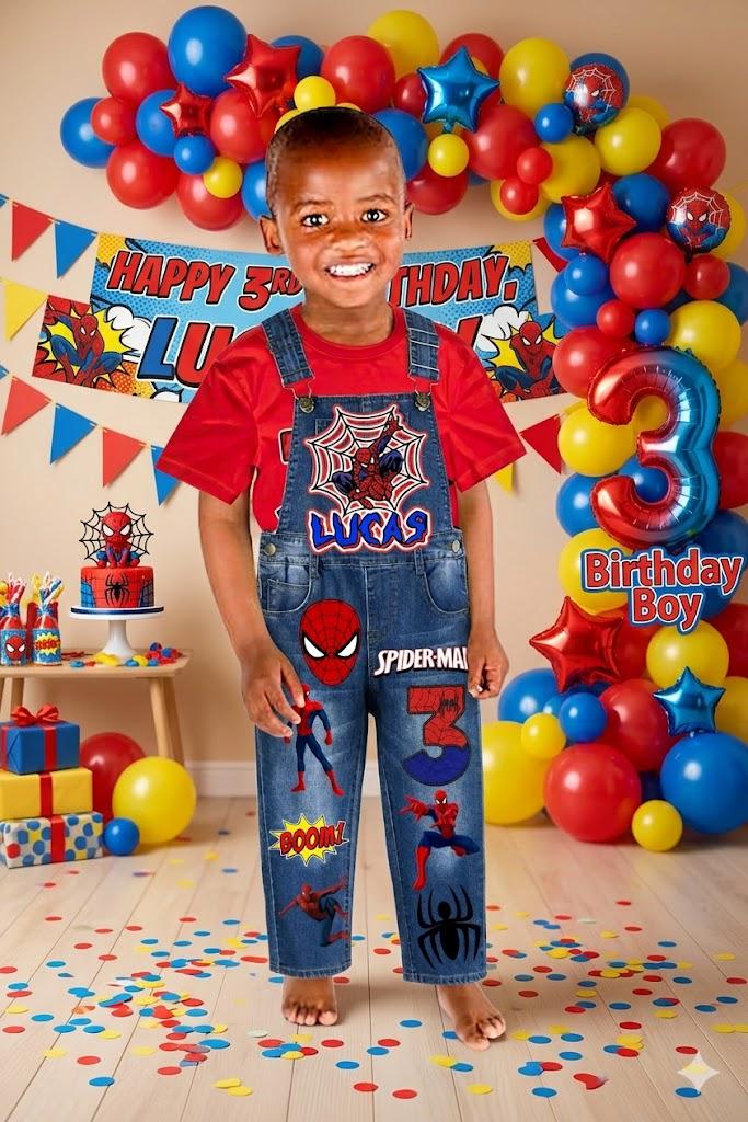 Spiderman Superhero Customized Birthday Overall Outfit - Image 3