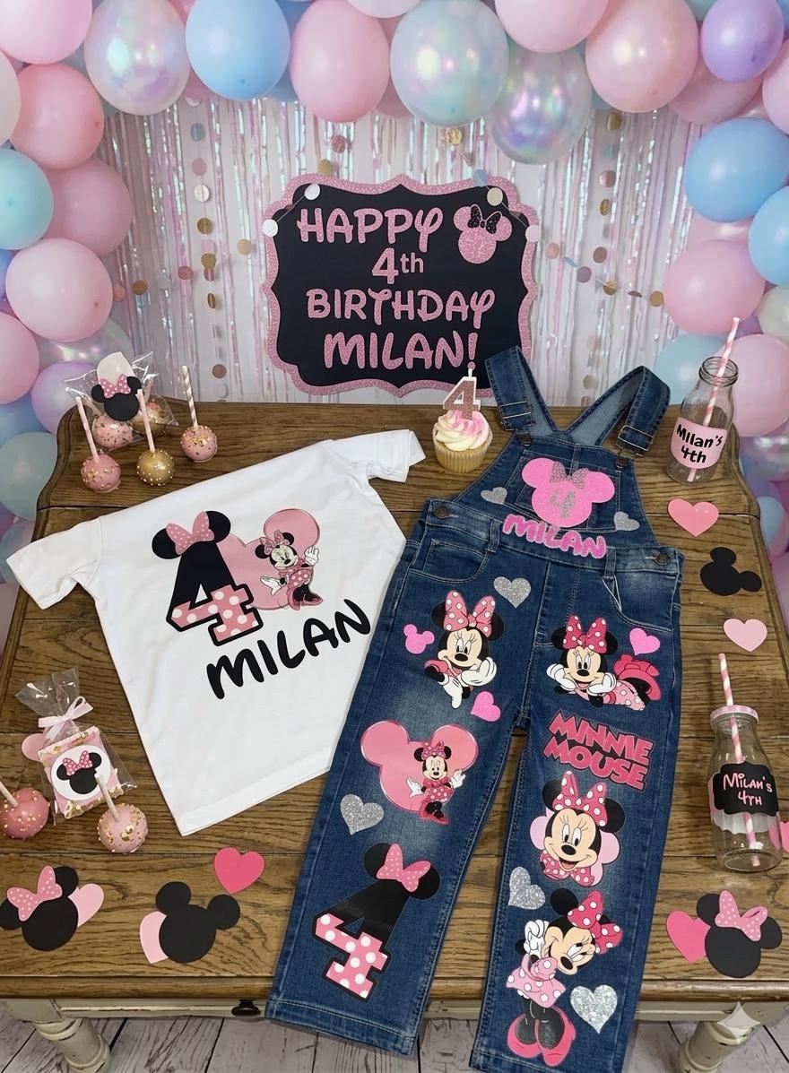 Minnie Mouse Customized Birthday Overall Outfit - Image 3