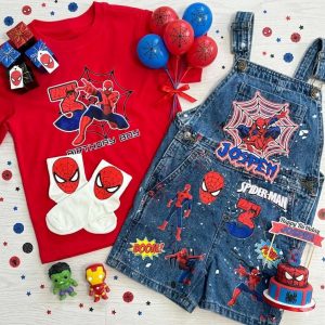 Spiderman Superhero Customized Birthday Overall Outfit