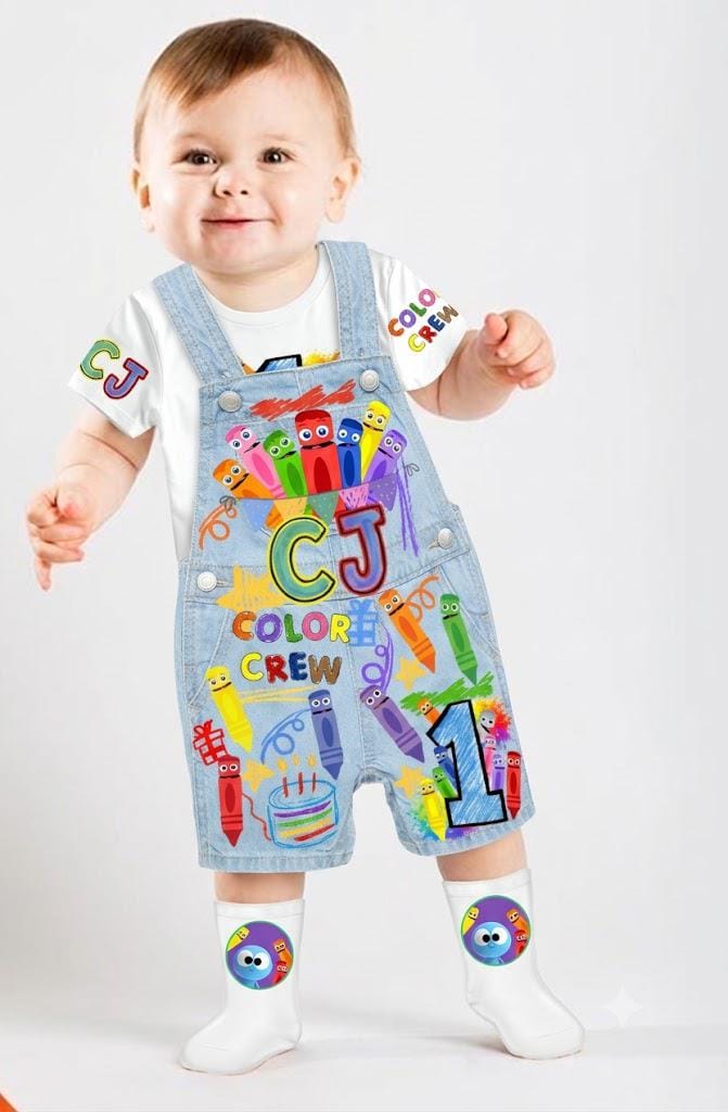 Color Crew Crayons Customized Birthday Overall Outfit - Image 3