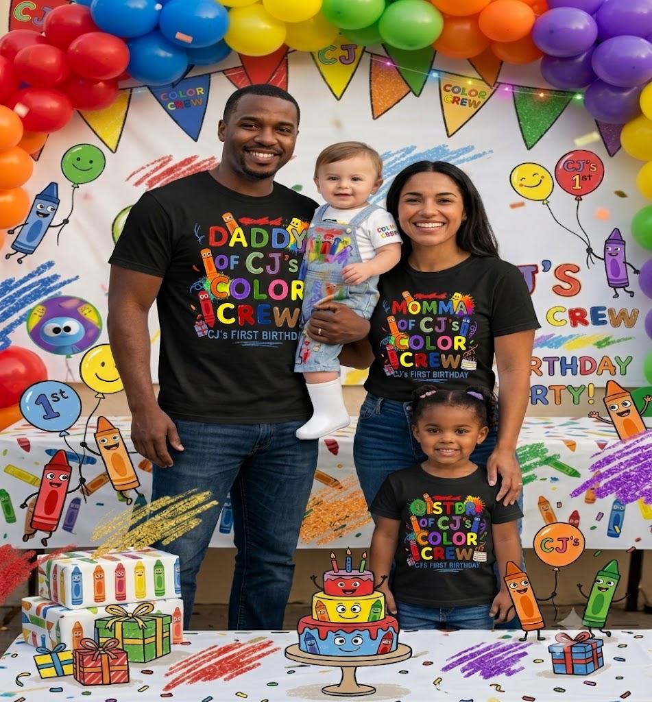 Color Crew Crayon Custom Family Matching Set - Birthday Shirts - Image 3