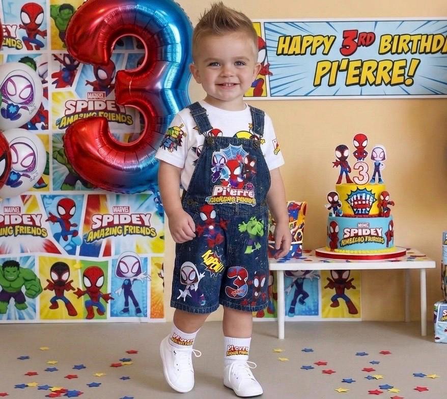 Spidey & Friends Superhero Customized Birthday Overall Outfit - Image 2