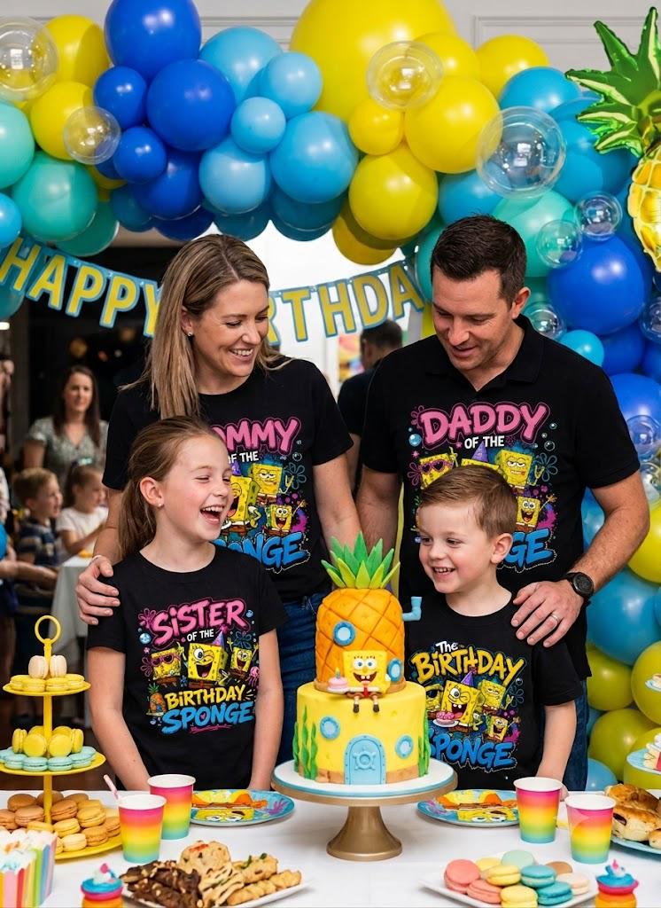 Birthday Sponge - Spongebob Custom Family Matching Set - Birthday Shirts - Image 3