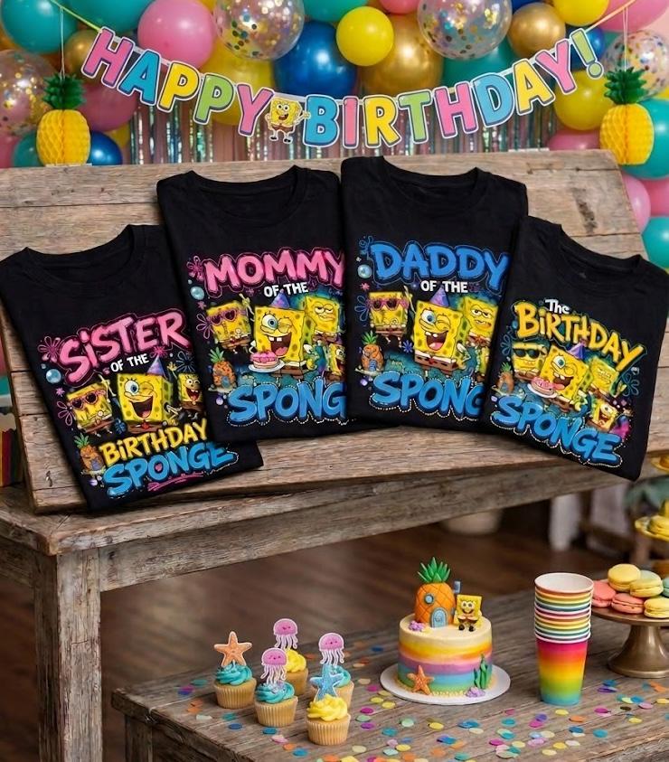 Birthday Sponge - Spongebob Custom Family Matching Set - Birthday Shirts - Image 2