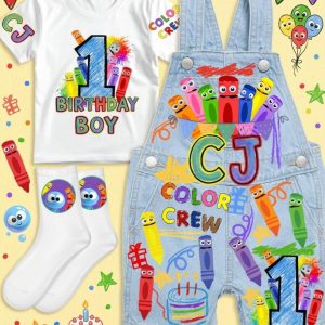 Color Crew Crayons Customized Birthday Overall Outfit