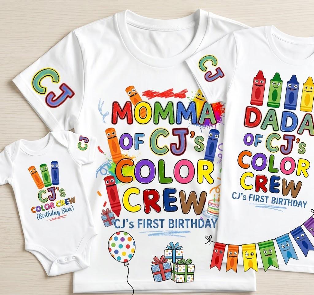 Color Crew Crayon Custom Family Matching Set - Birthday Shirts