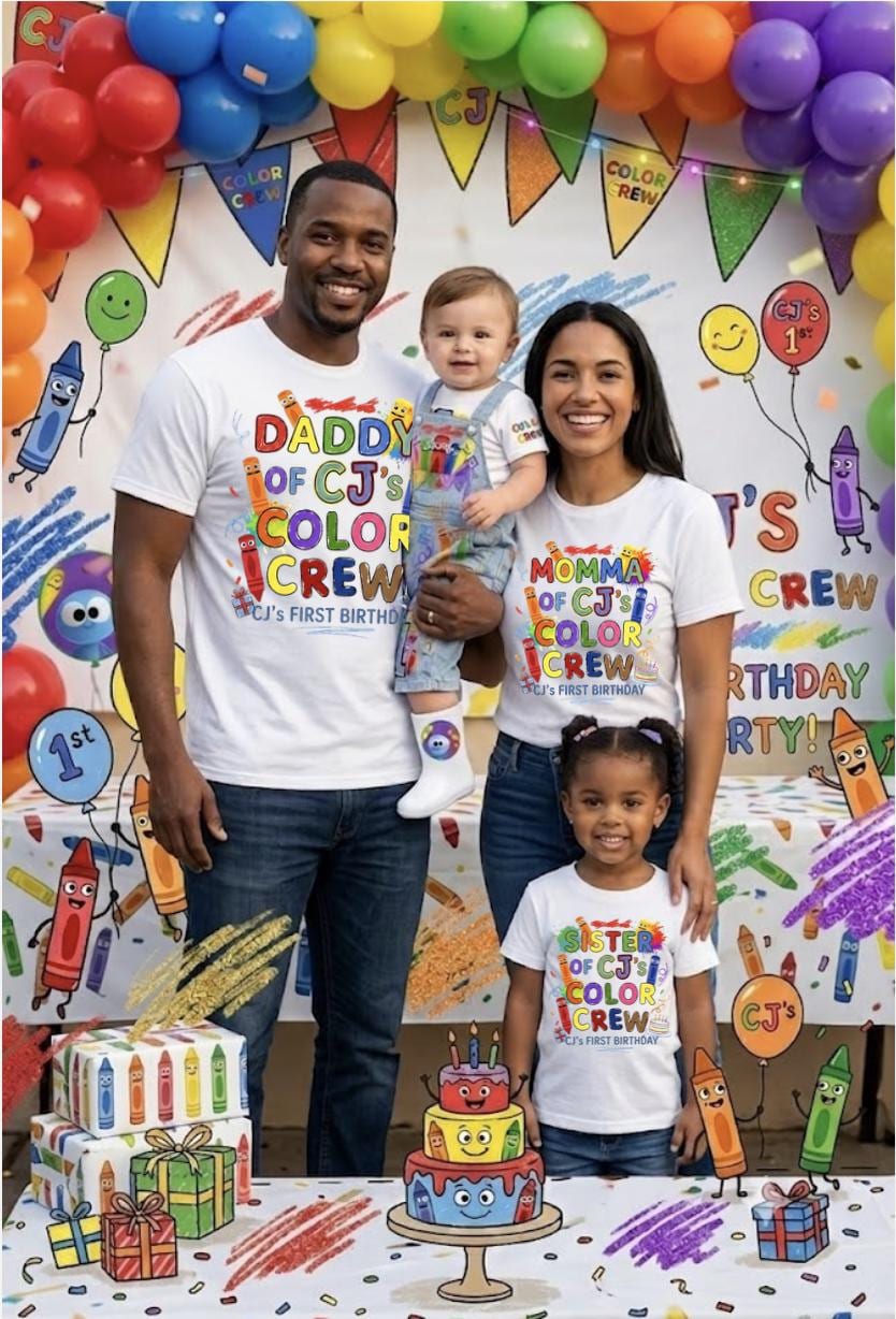 Color Crew Crayon Custom Family Matching Set - Birthday Shirts - Image 2