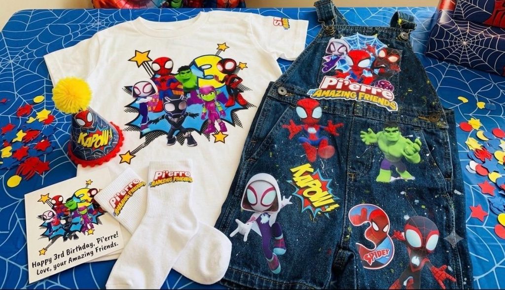 Spidey & Friends Superhero Customized Birthday Overall Outfit