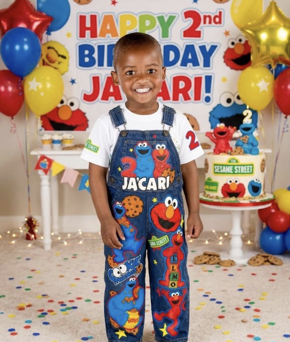 Elmo & Cookie Monster Customized Birthday Overall Outfit - Image 2