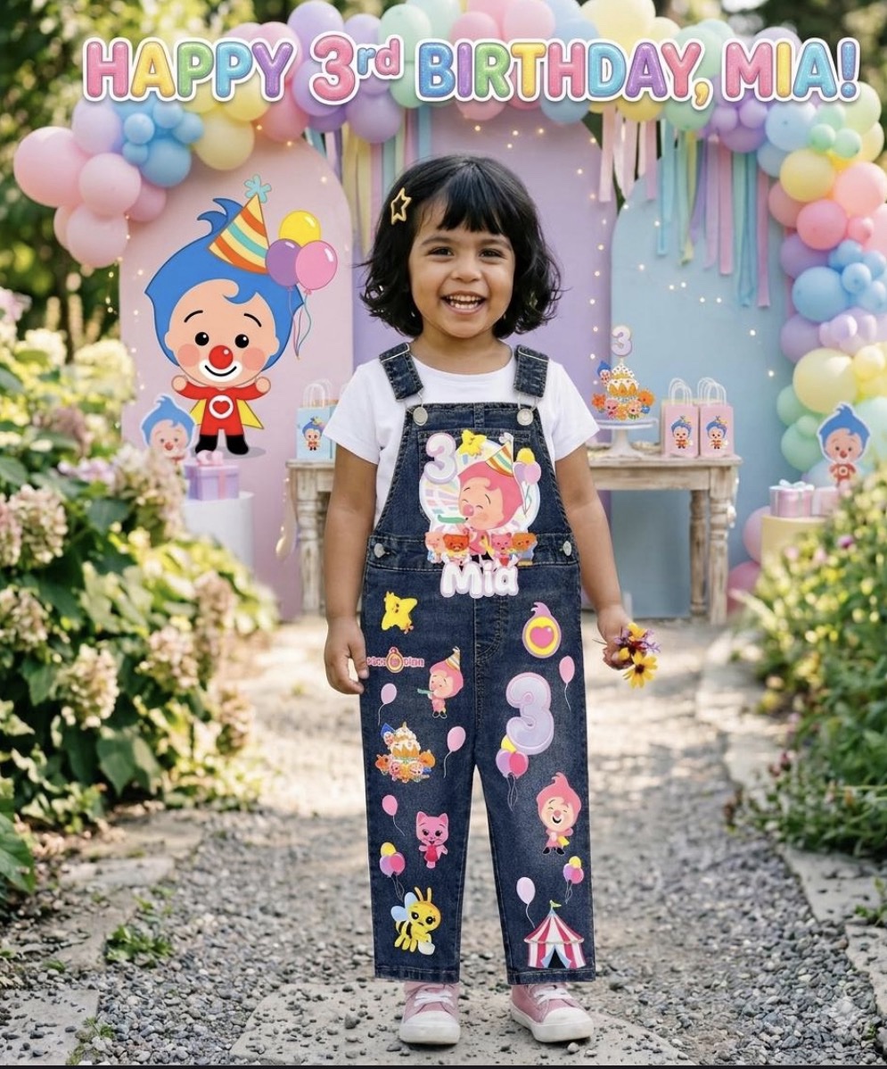 Girl Plim Plim Customized Birthday Overall Outfit - Image 2