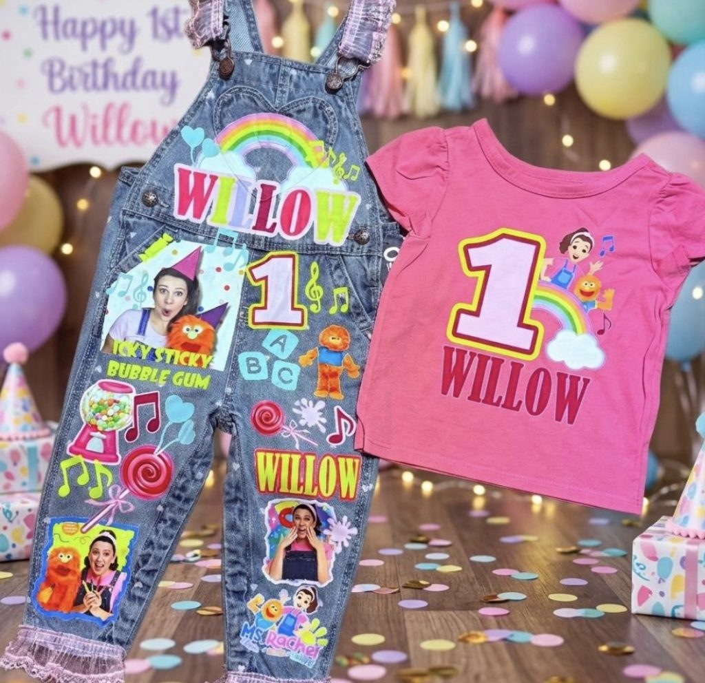 Miss Rachel Rainbow Customized Birthday Overall Outfit