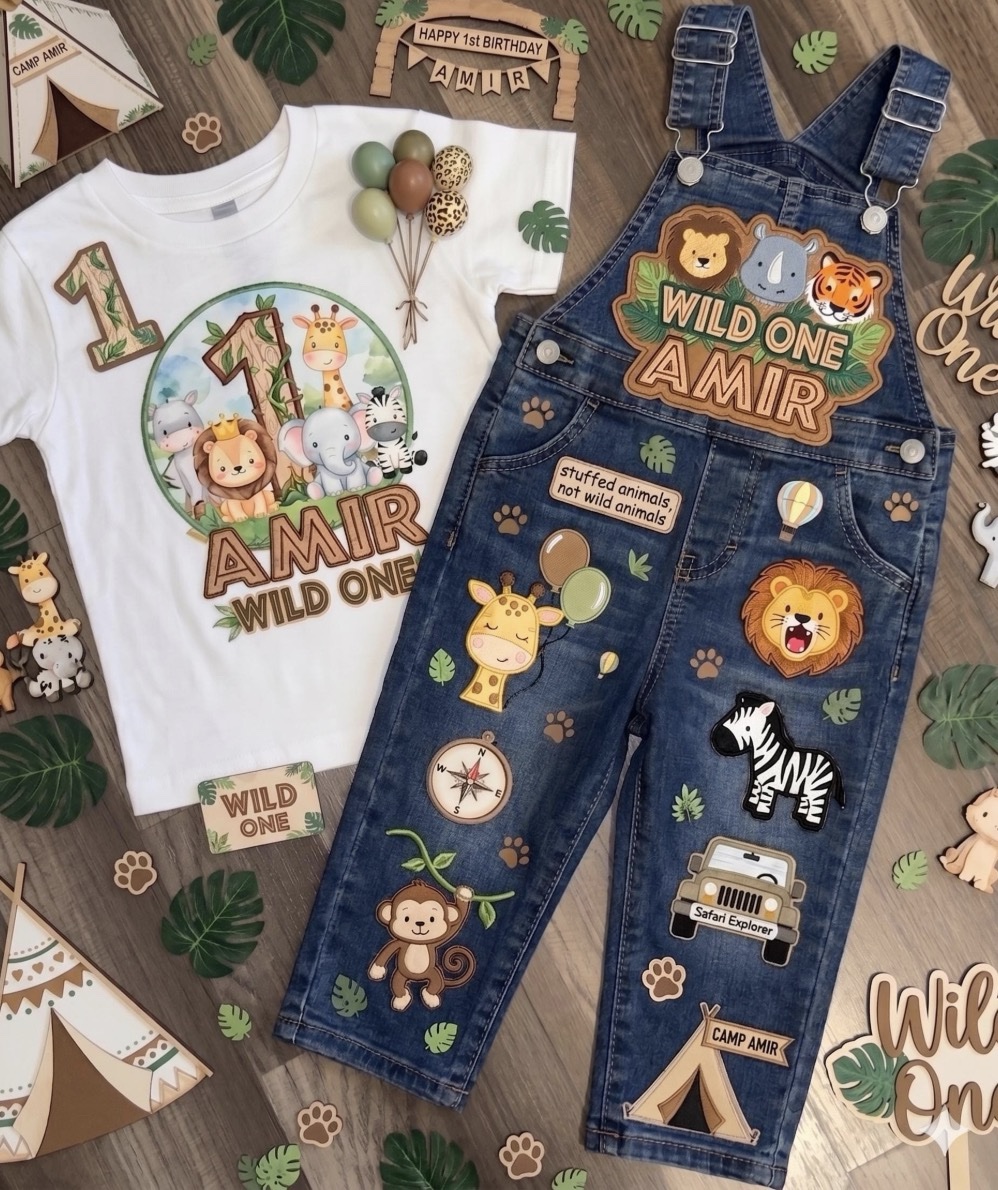 Wild One Customized Birthday Overall Outfit - Image 2