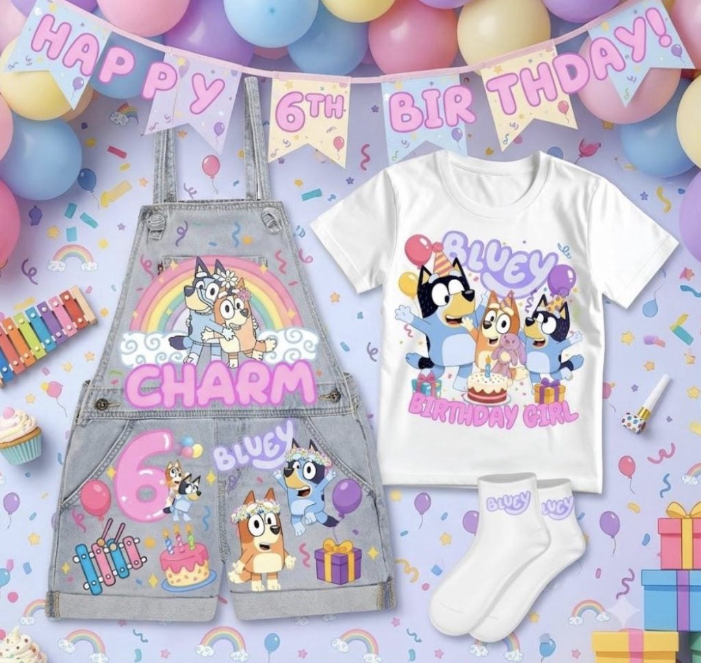 Girl Bluey Customized Birthday Overall Outfit