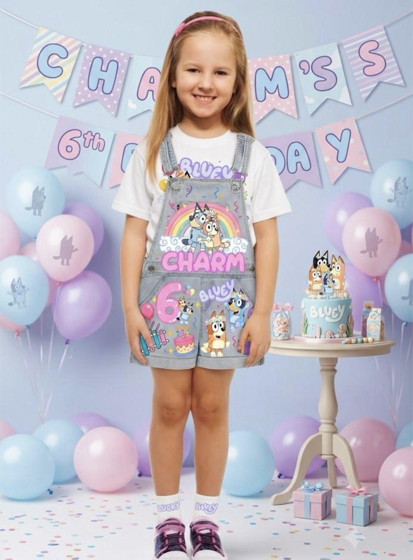 Girl Bluey Customized Birthday Overall Outfit - Image 2